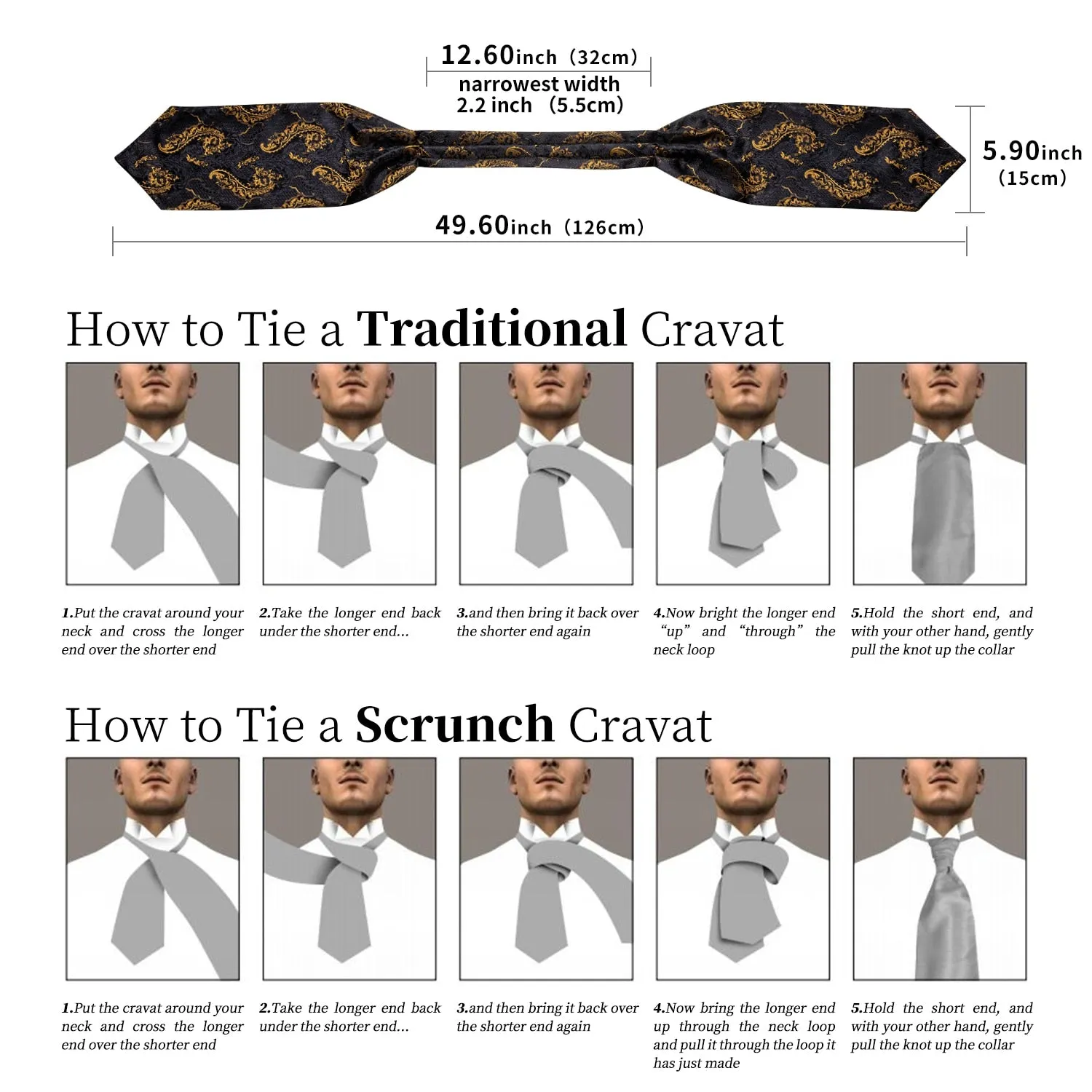 5 Piece Men Gold Paisley Silk Waistcoat Ascot Tie Pocket Square Necktie Ring Set Wedding Formal Dress Vests Set