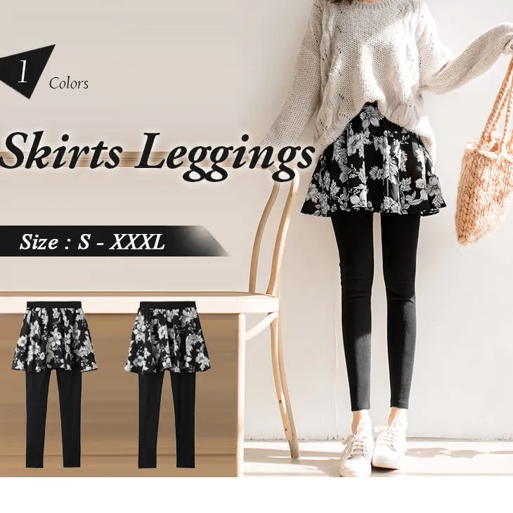 A-LINE FLORAL SKIRTS LEGGINGS