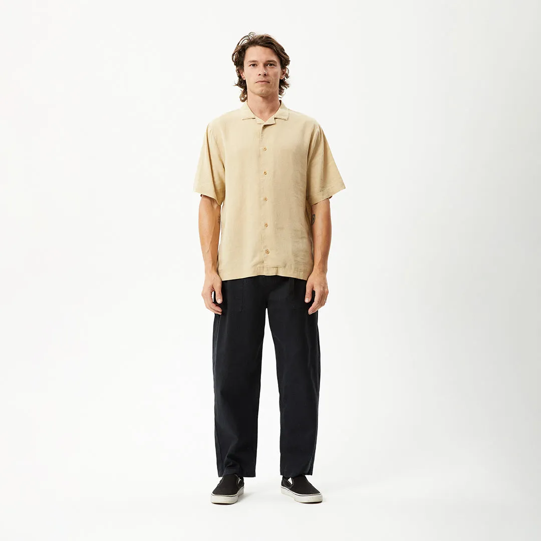 AFENDS Mens Daily - Cuban Shorts Sleeve Shirt - Camel