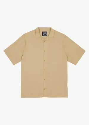 AFENDS Mens Daily - Cuban Shorts Sleeve Shirt - Camel