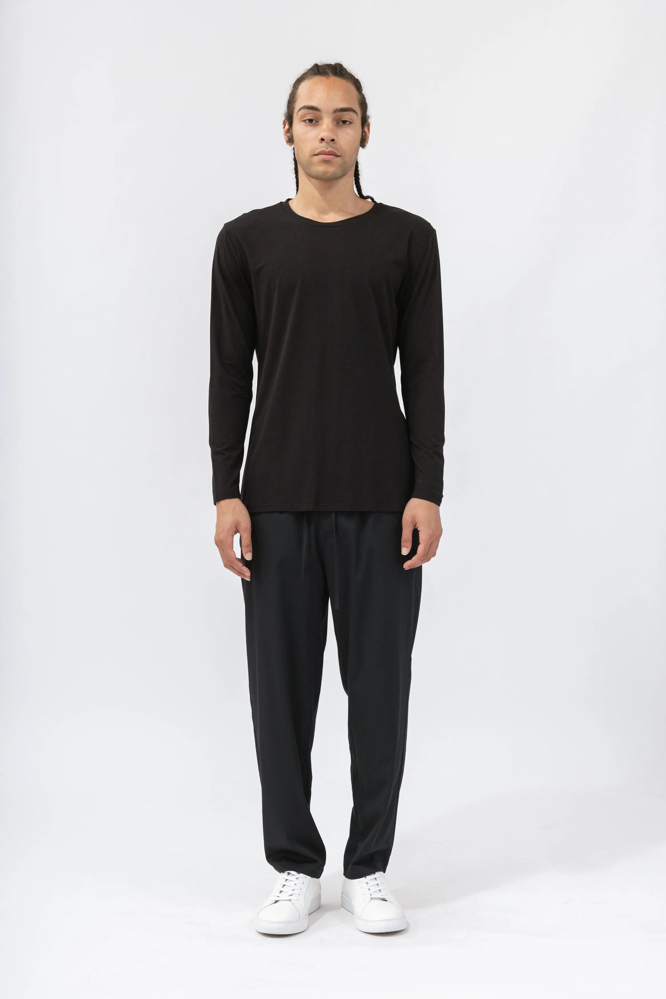 Bamboo Contrast Piping Long Sleeve Tee