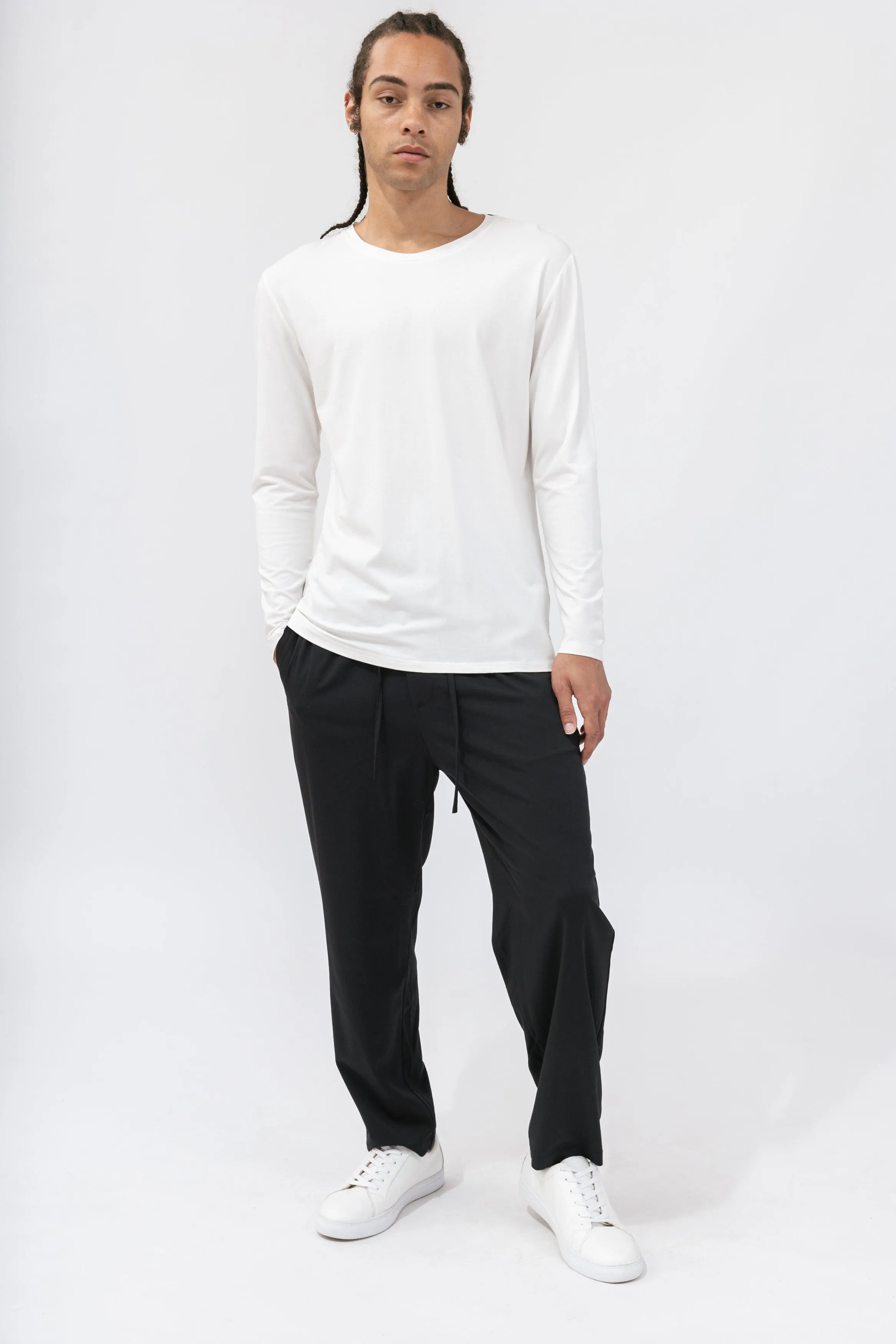 Bamboo Contrast Piping Long Sleeve Tee