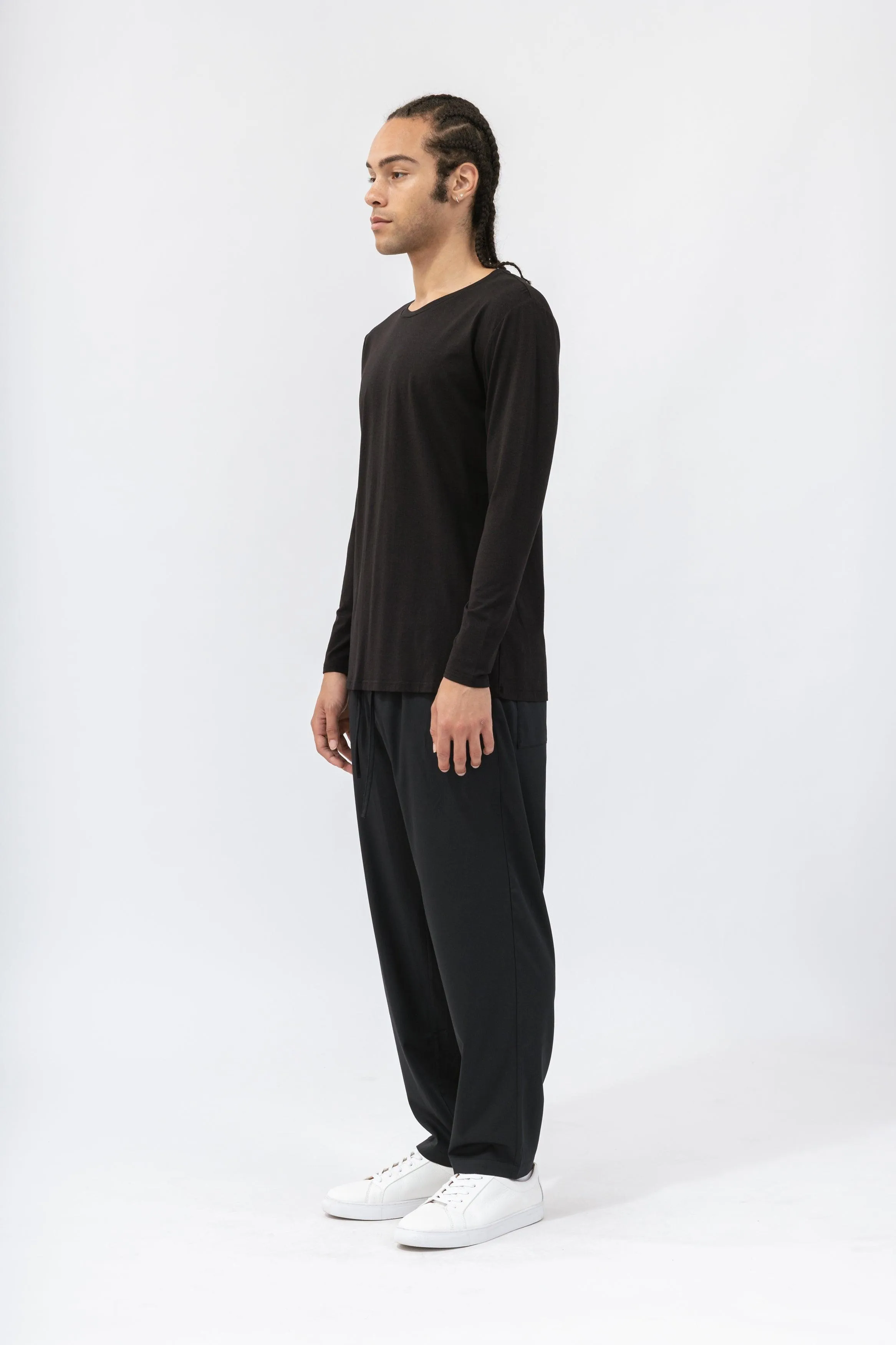 Bamboo Contrast Piping Long Sleeve Tee