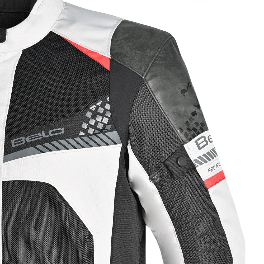 BELA Onsaker Motorcycle Textile Jacket - White Black Red