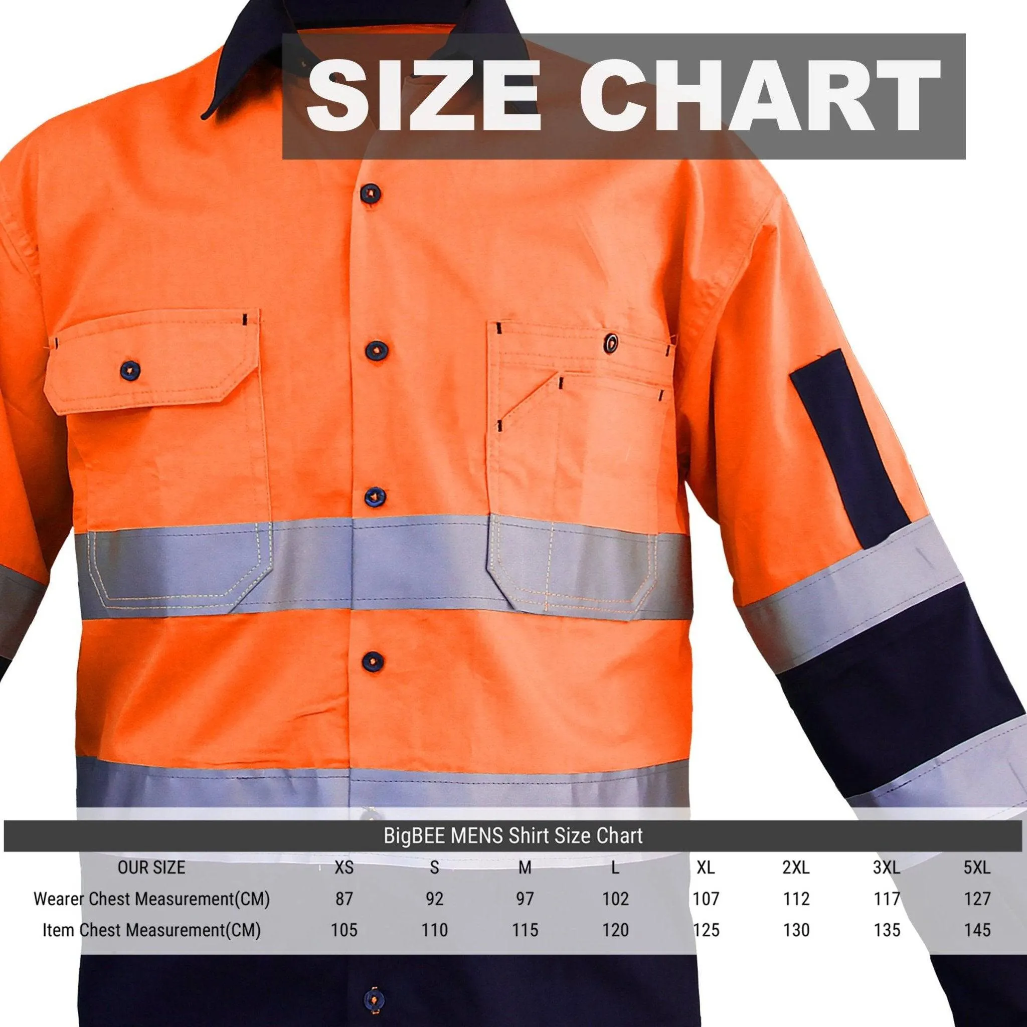 Big Bee Men's Hi Vis Shirts Reflective Tape, Light Weight Cotton