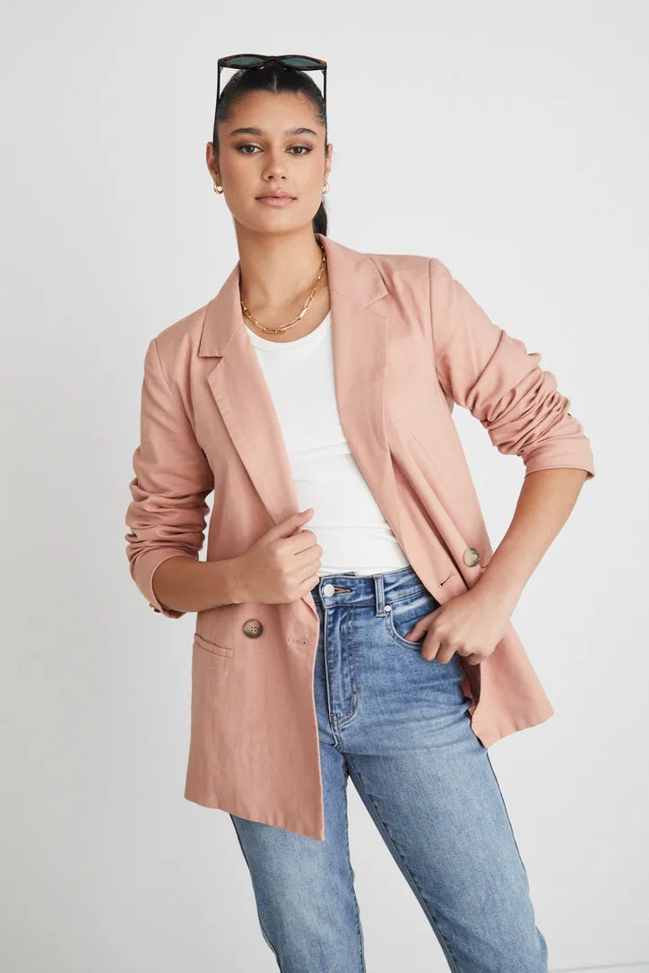 Constant Blush Linen Blazer