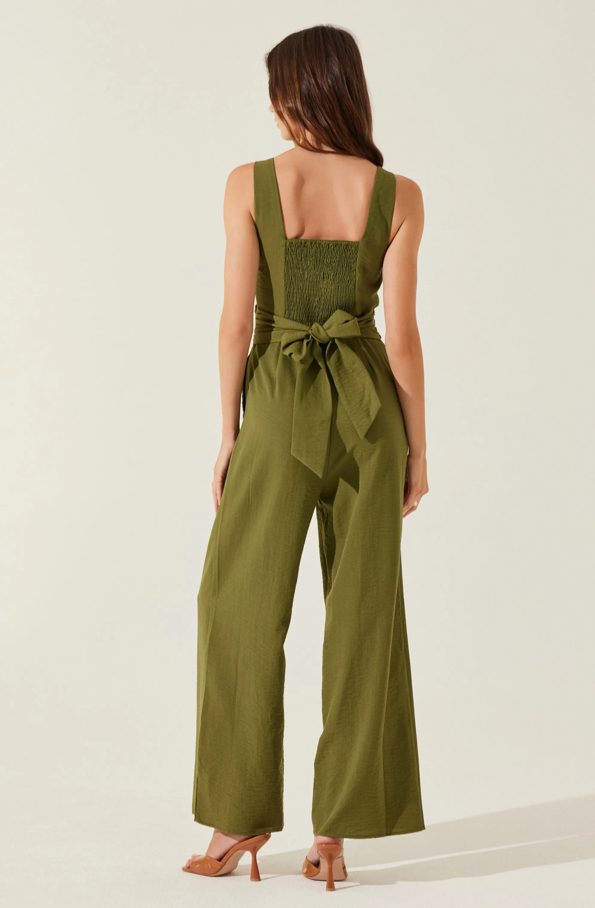 Cross Front Linen Jumpsuit