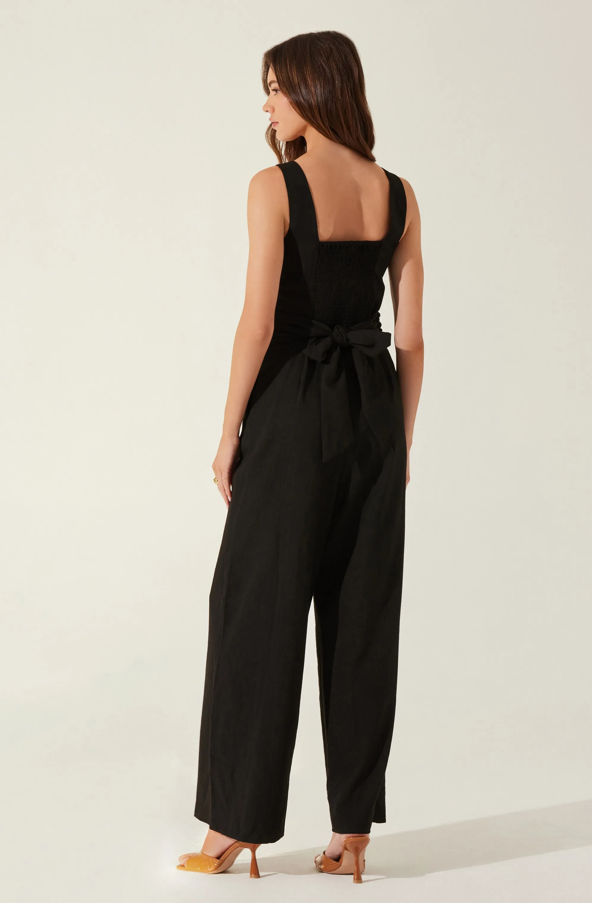 Cross Front Linen Jumpsuit