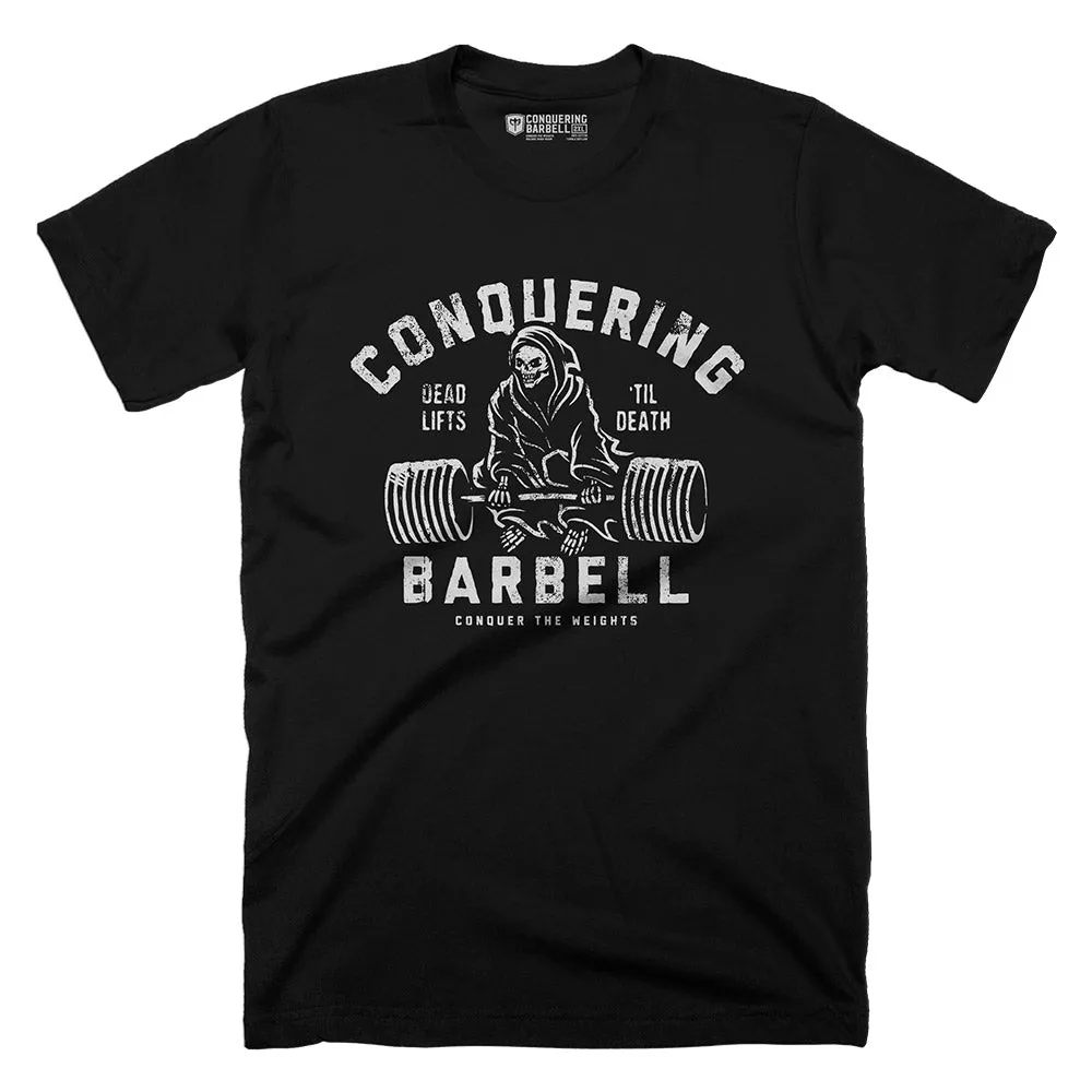 Deadlifts 'Til Death - on Black Tee