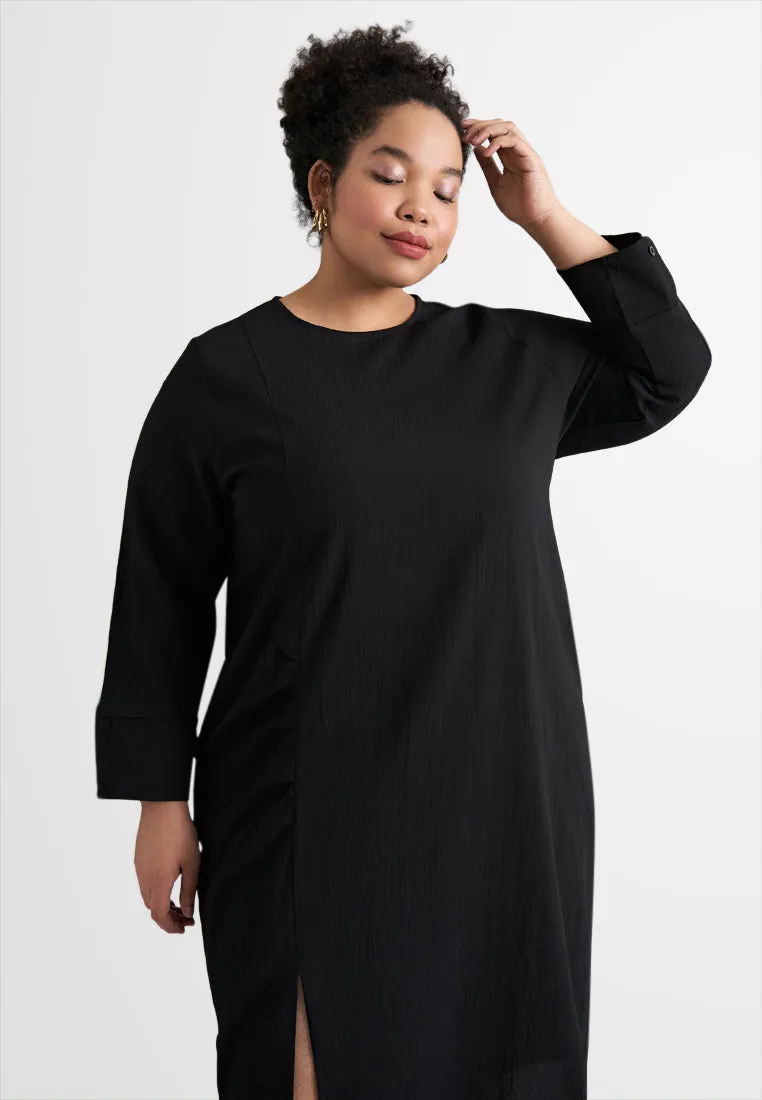 Delia Asymmetrical Gather & Slit Dress Top