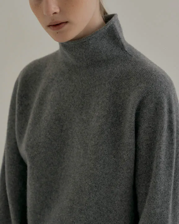 DILA SOFT WOOL MOCK TURTLENECK GREY