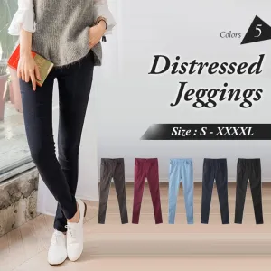 DISTRESSED STRETCH-FITTED JEGGINGS