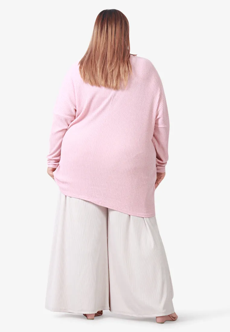 Emmalyn Lightweight Ribbed Knit Top - Baby Pink