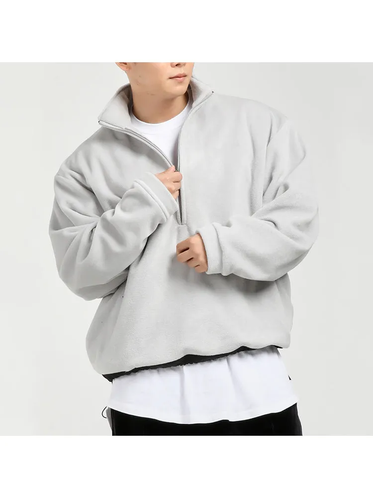 Fitness Pullover Sweatshirt Men Fleece Loose Zip Sports Training Casual Long Sleeve Hoodie