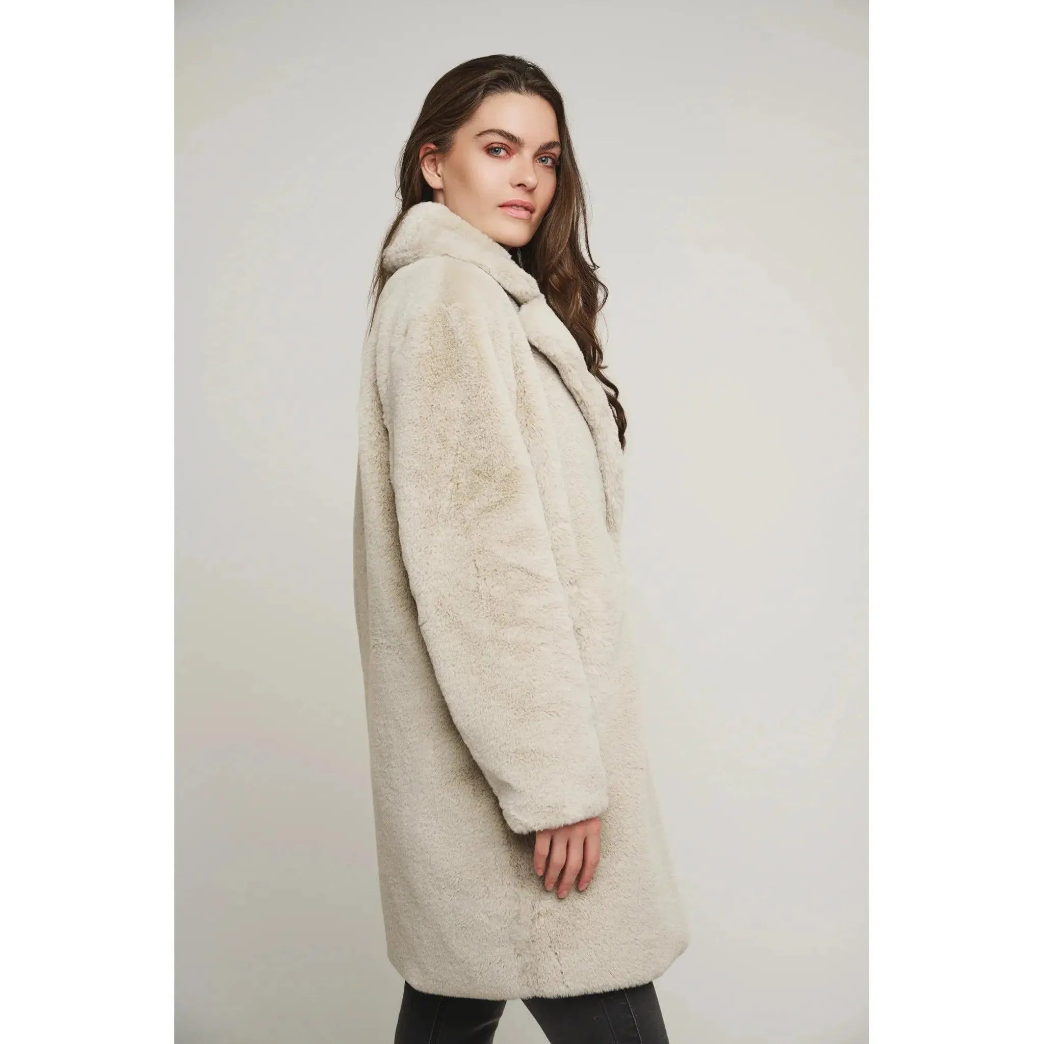 Geppe Midi Legnth Faux Fur Jacket Birch