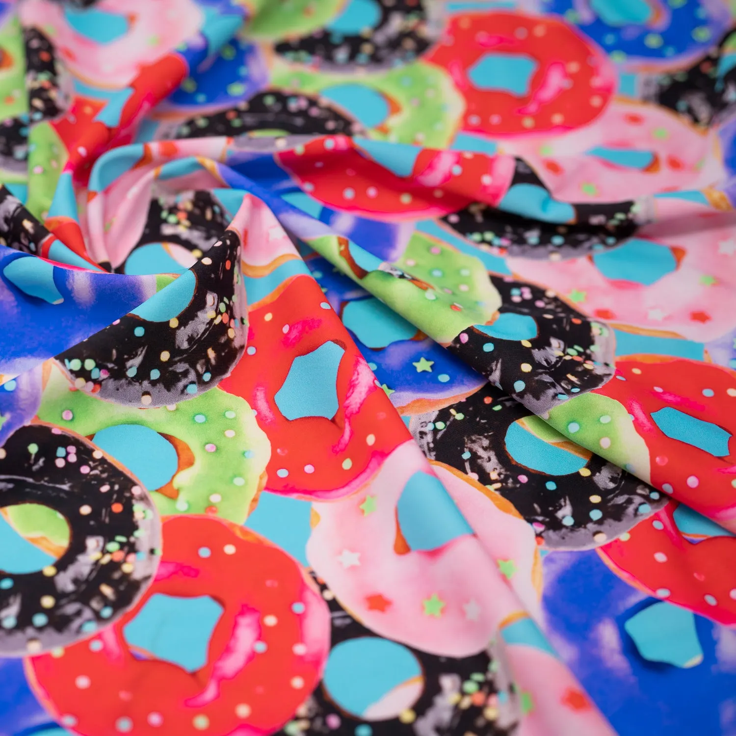 Glazed Doughnuts Printed Spandex Fabric | Blue Moon Fabrics