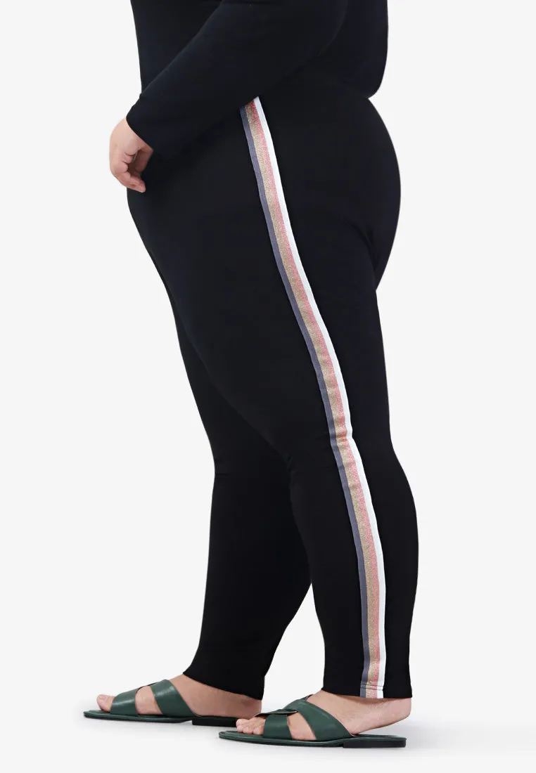 Glinnis Glitter Side Stripes Leggings - Rose Gold