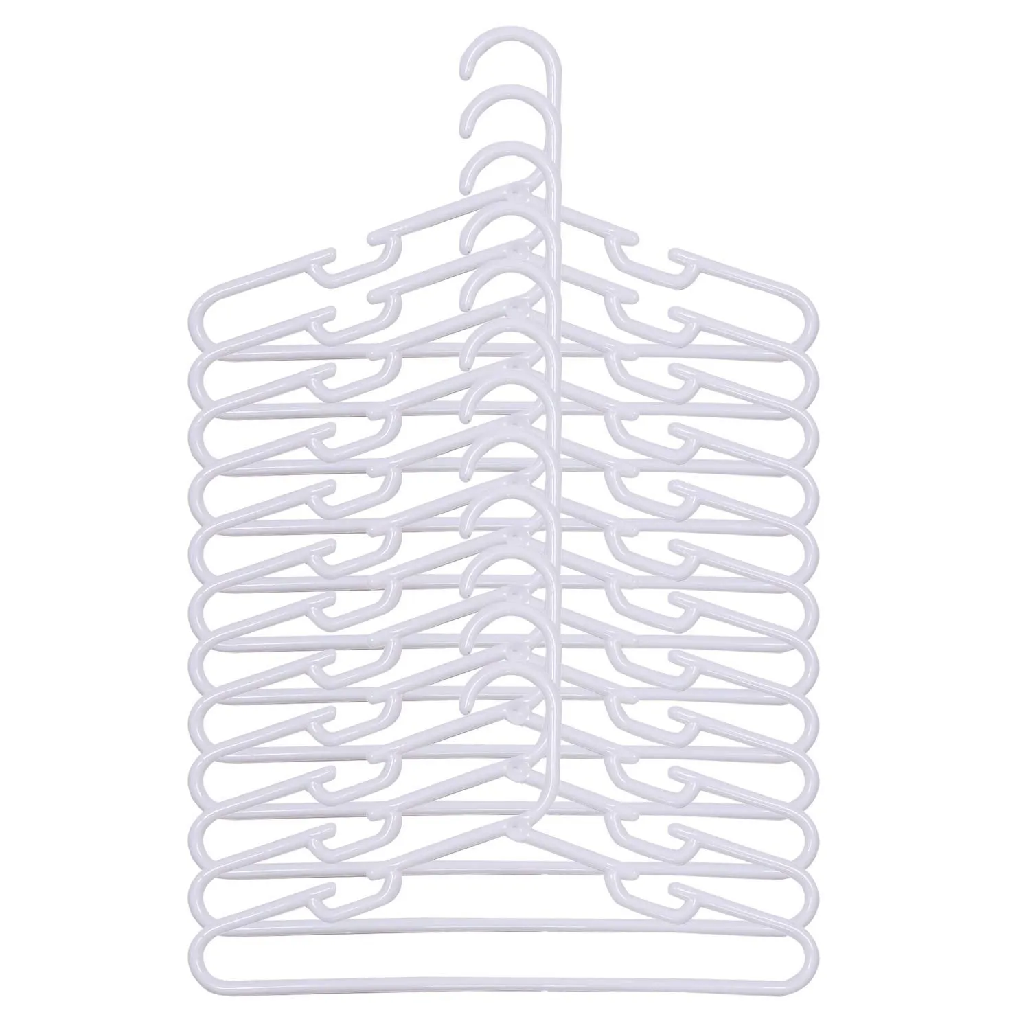 Heart Home Plastic Plastic Baby Hanger Set for Wardrobe|Non-Slip Clothes Hangers|Size 29 x 15 x 1 CM|Pack of 12 Pcs (White)