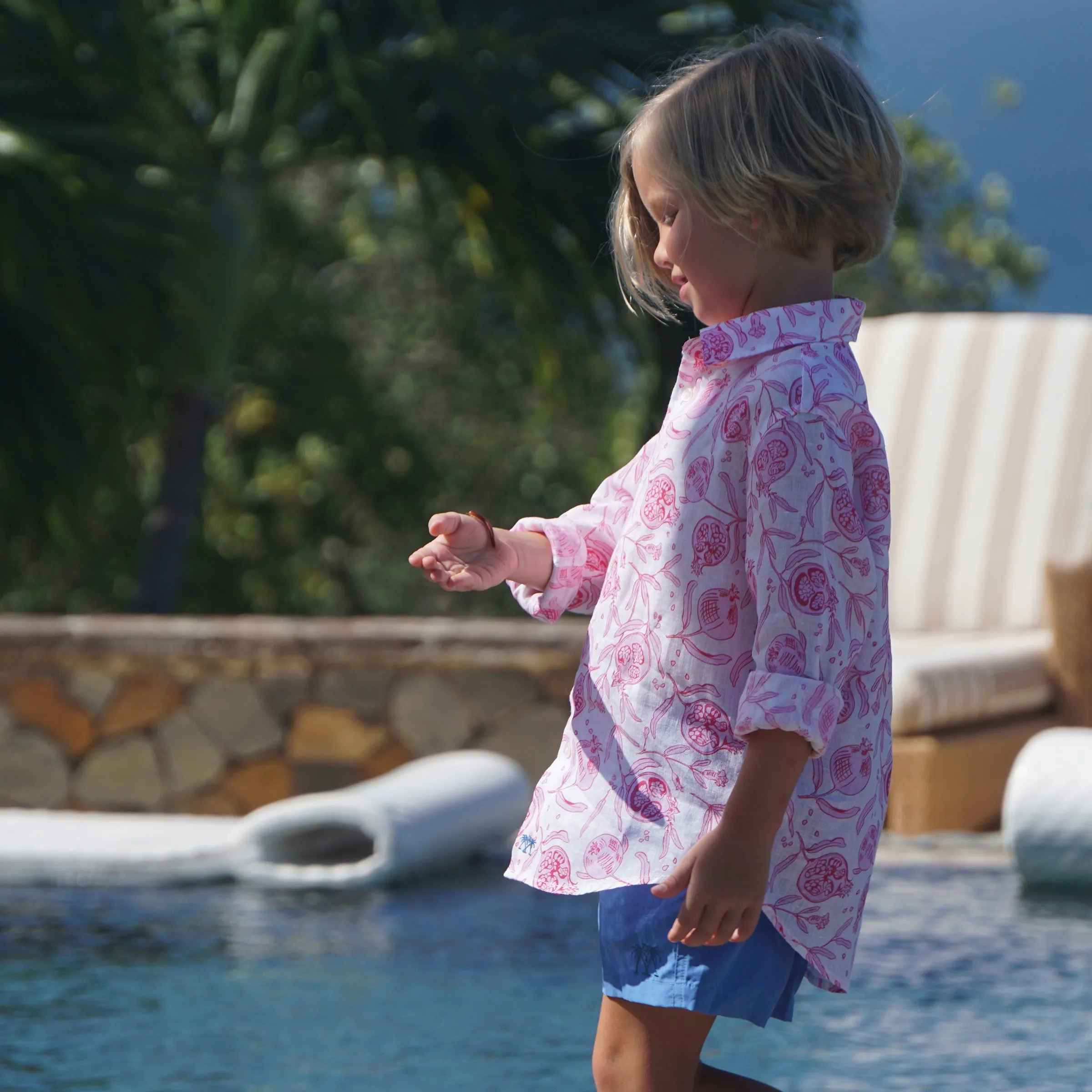 Kids' Linen Shirt POMEGRANATE