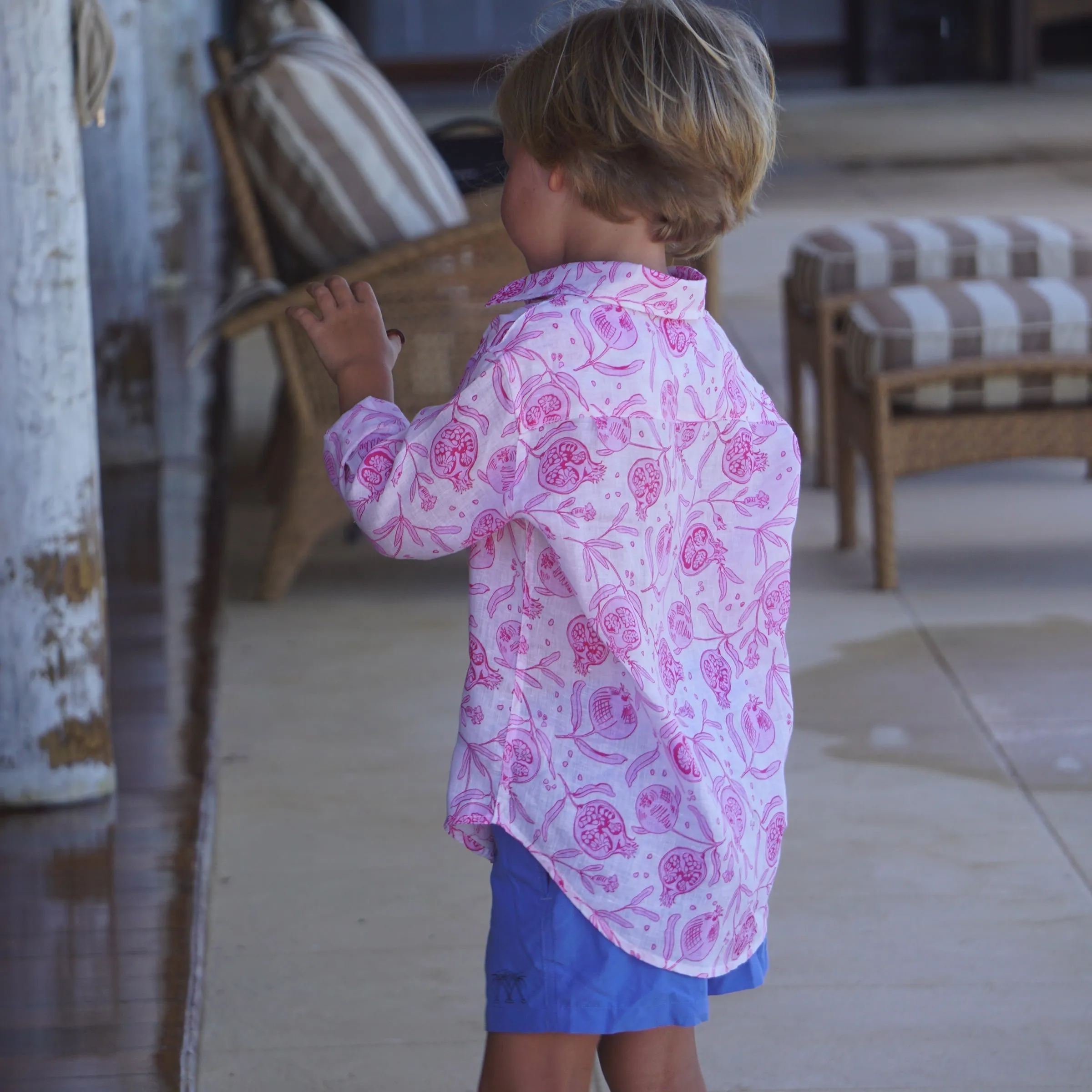 Kids' Linen Shirt POMEGRANATE