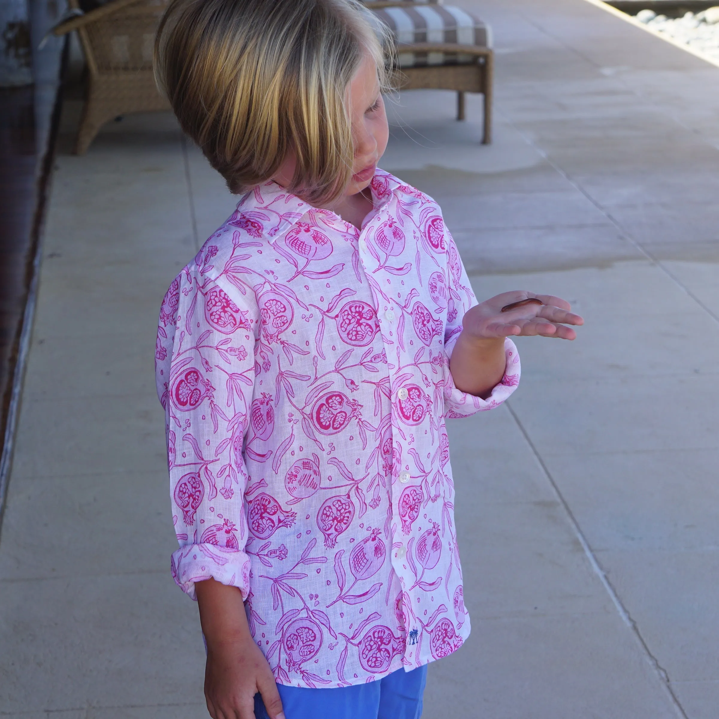 Kids' Linen Shirt POMEGRANATE