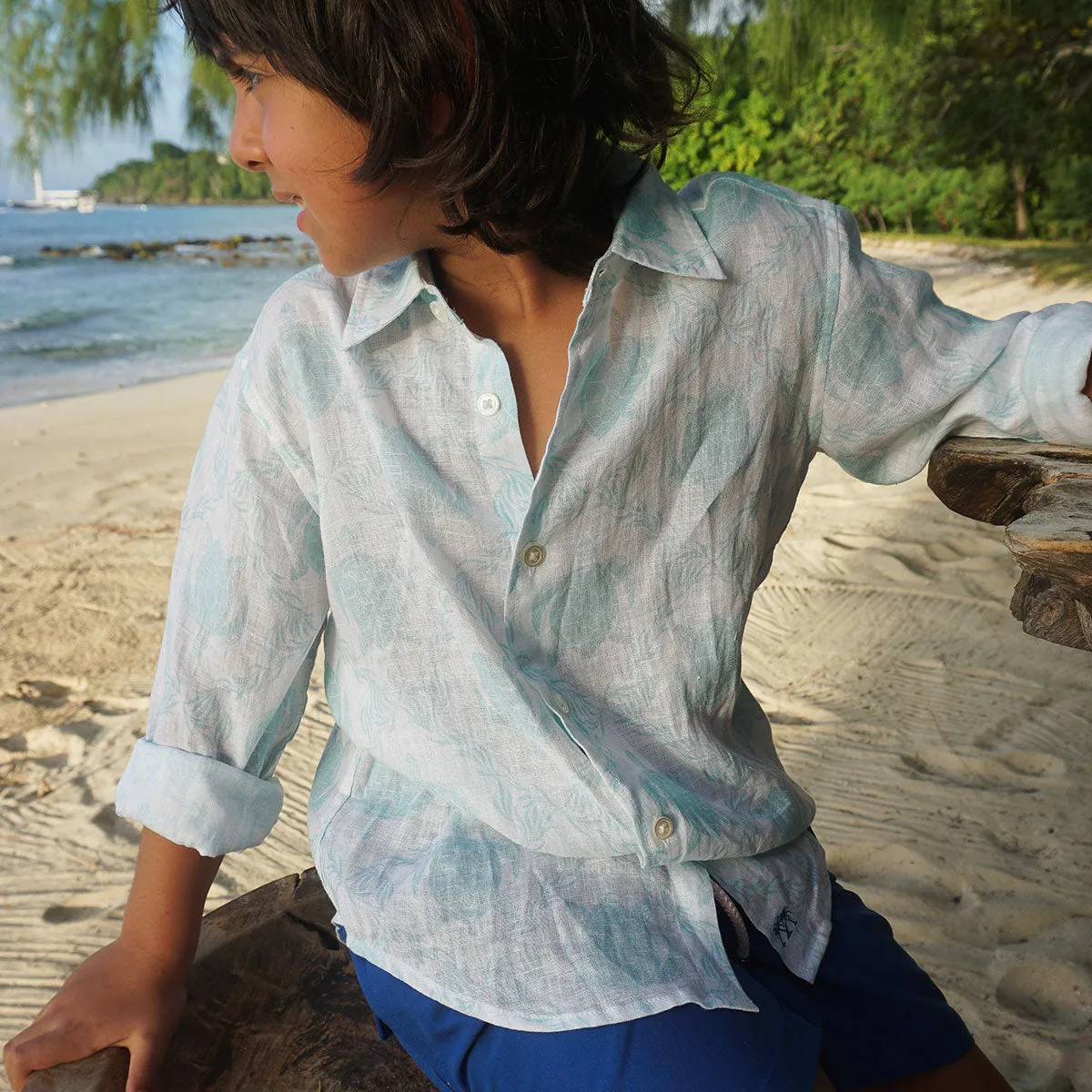 Kids' Linen Shirt TURTLE TRELLIS