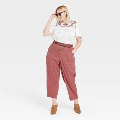 Knox Rose Womens Plus Mid Rise Tapered Leg Full Cargo Pants Heavyweight