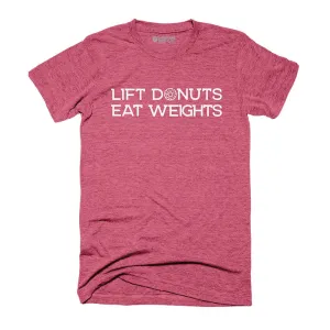 Lift Donuts Eat Weights - on Raspberry Tee