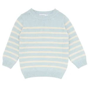 Light Blue and Cream Stripe Knit Sweater