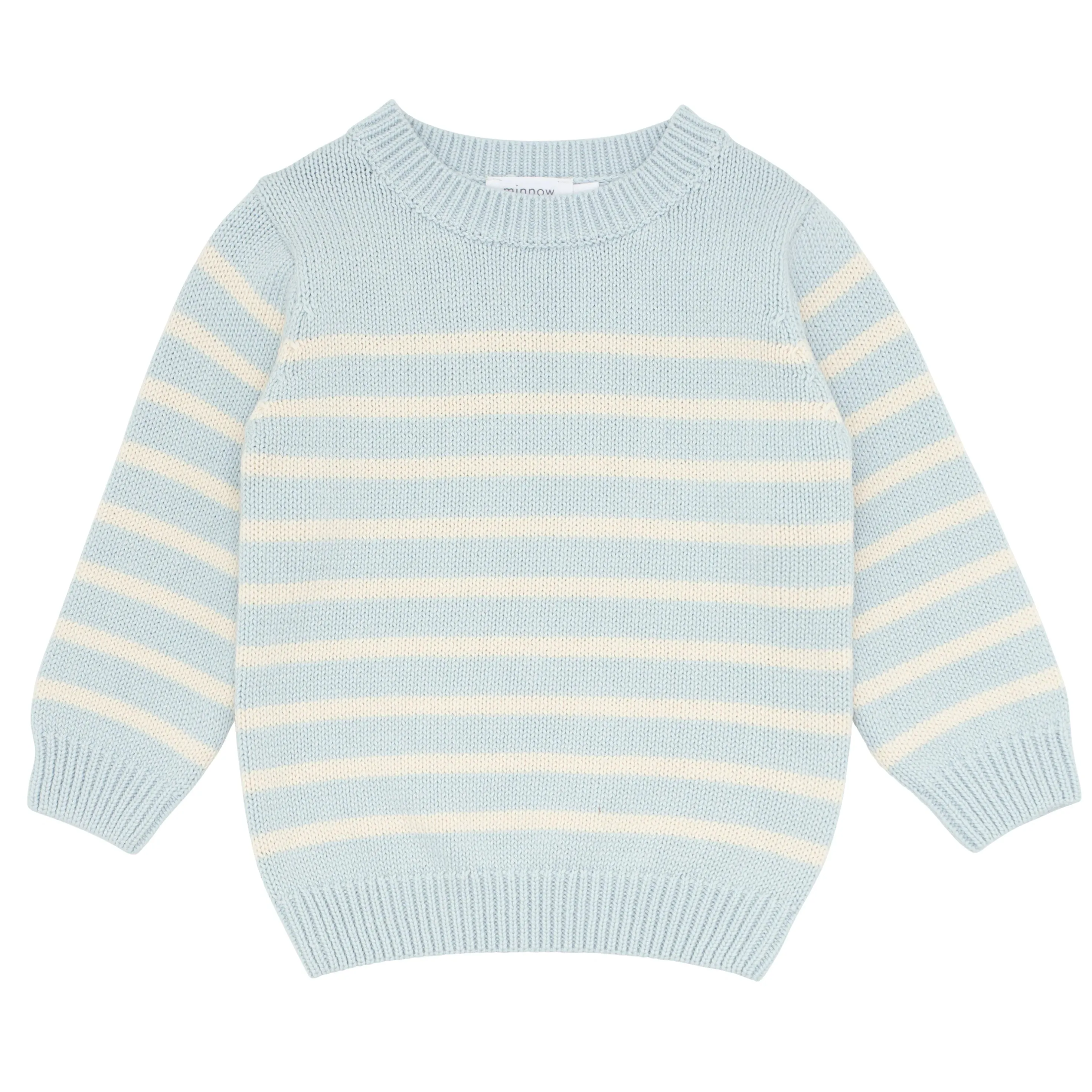 Light Blue and Cream Stripe Knit Sweater