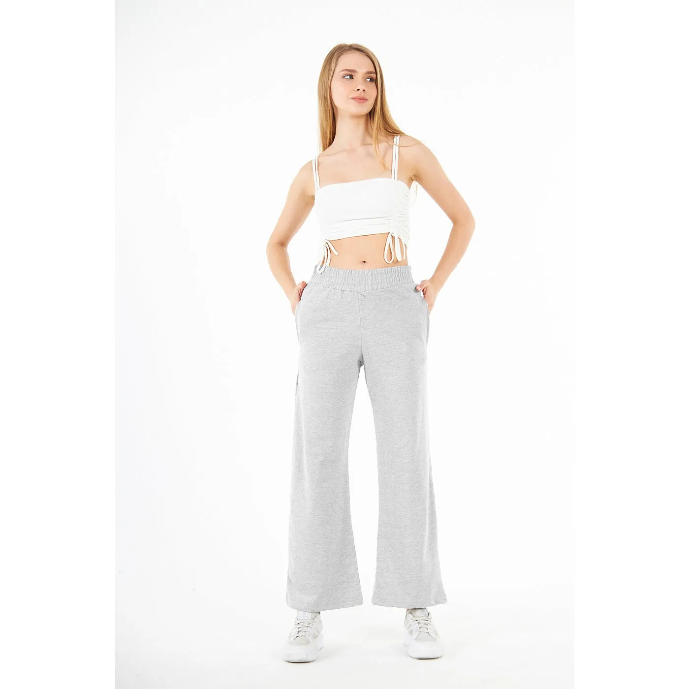 Light Grey Wide Leg High Trousers