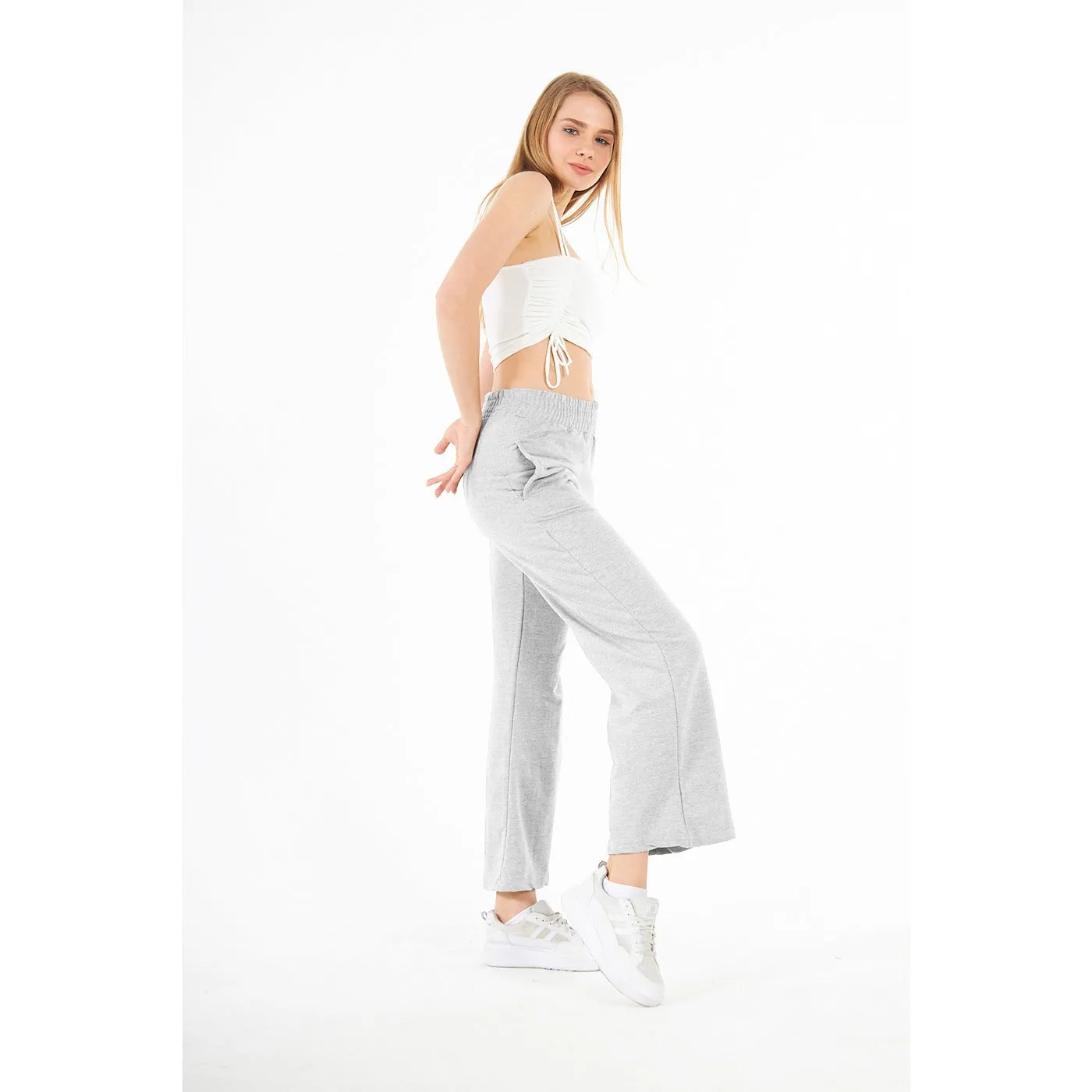 Light Grey Wide Leg High Trousers