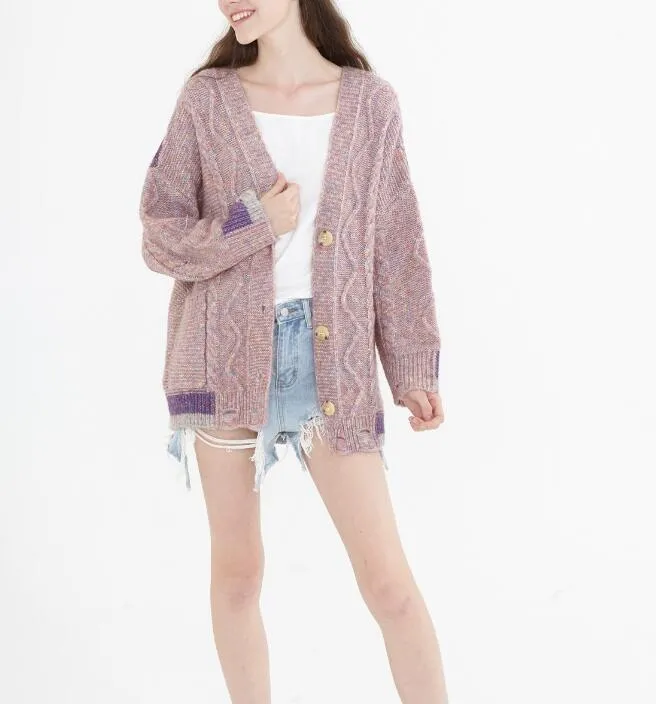 loose cardigan Short Style Women Tops Woolen Knit Sweater