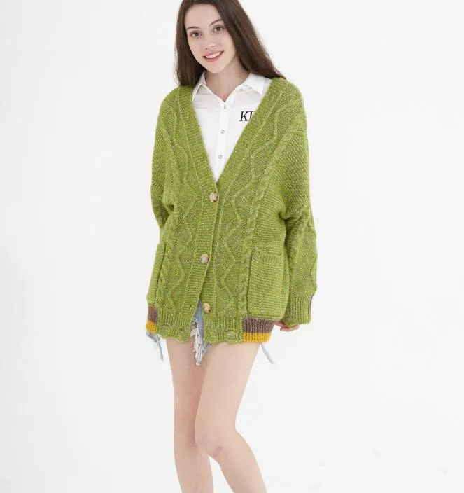 loose cardigan Short Style Women Tops Woolen Knit Sweater