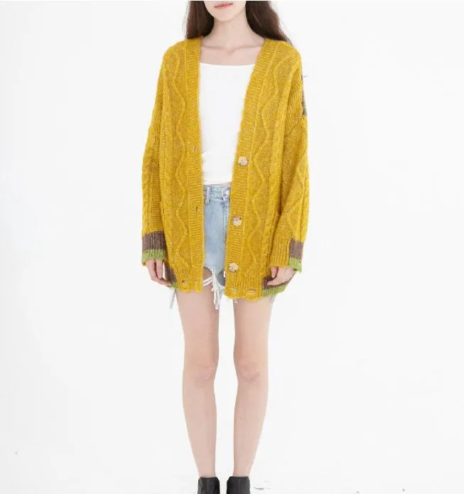 loose cardigan Short Style Women Tops Woolen Knit Sweater