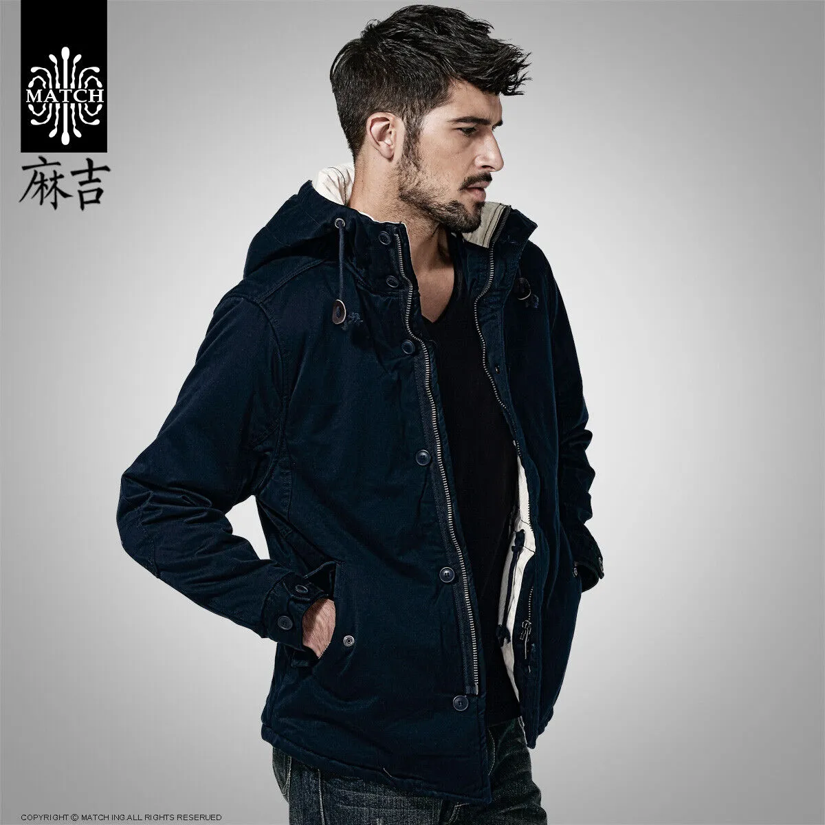 Match Men's Jacket Outwear Hooded Parka Coats #G1110