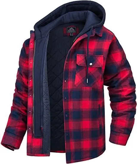 Men's Thick Padded Long Sleeve Loose Plaid Jacket