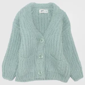 Mint Green Long-Sleeved Knit Jacket