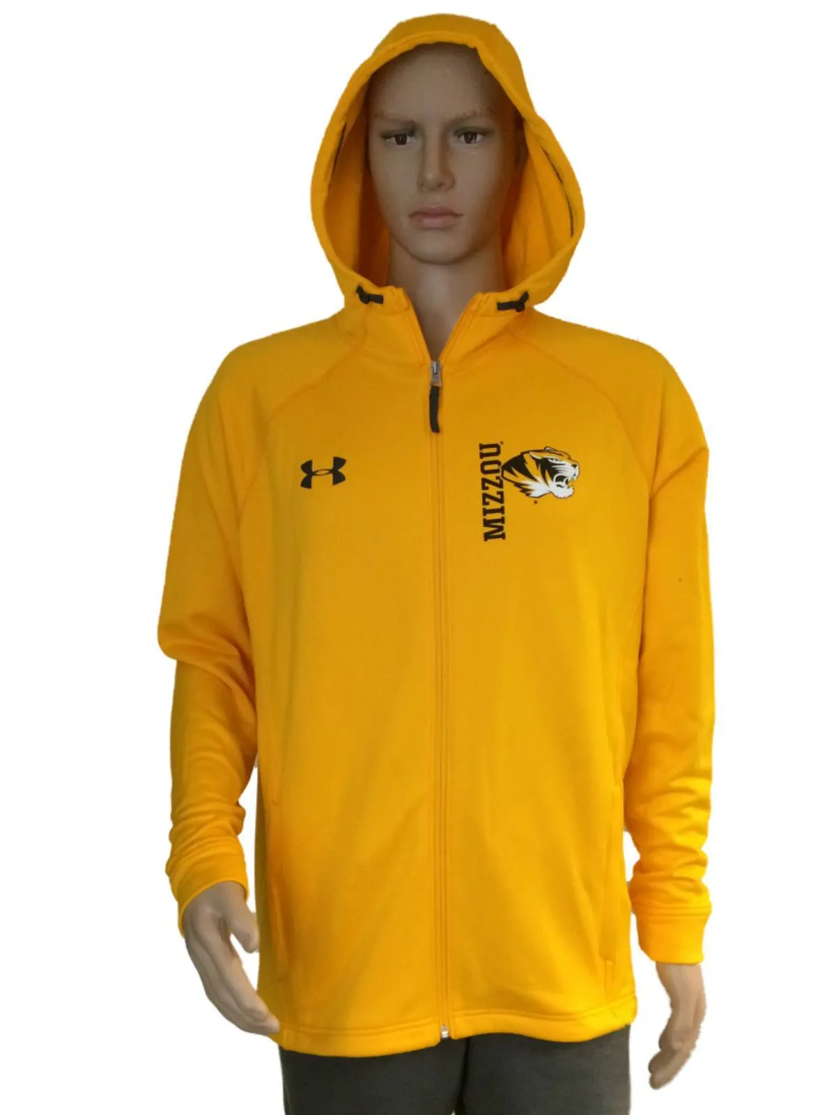 Missouri Tigers Under Armour Coldgear Yellow Full Zip Hooded Jacket (L)