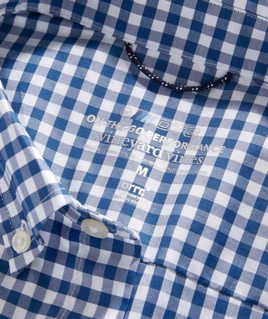 On-The-Go brrr° Gingham Shirt in Blue Bay by Vineyard Vines