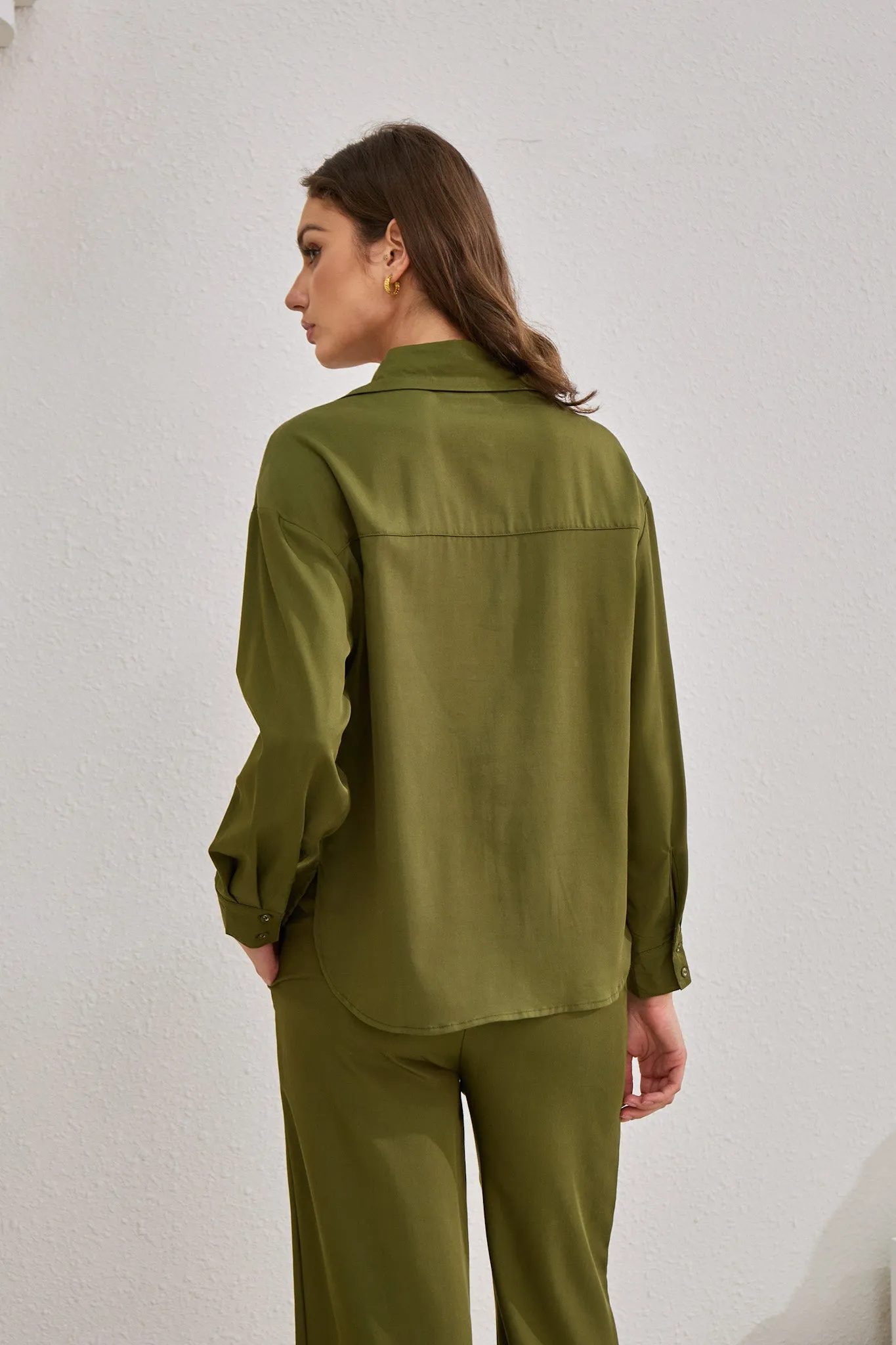 Page Khaki Green Cupro Shirt