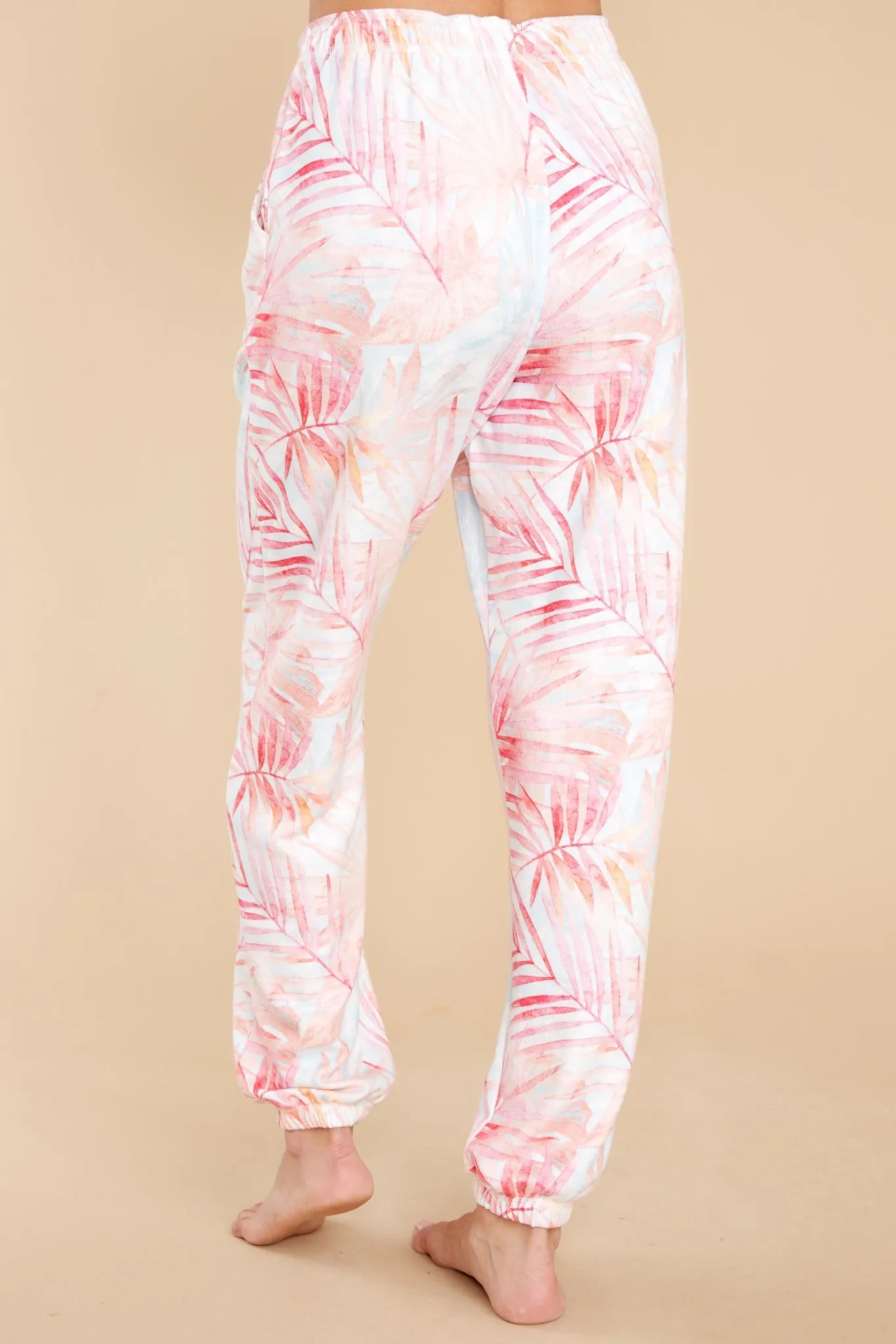 Peachy Party Tropical Print Banded Pants