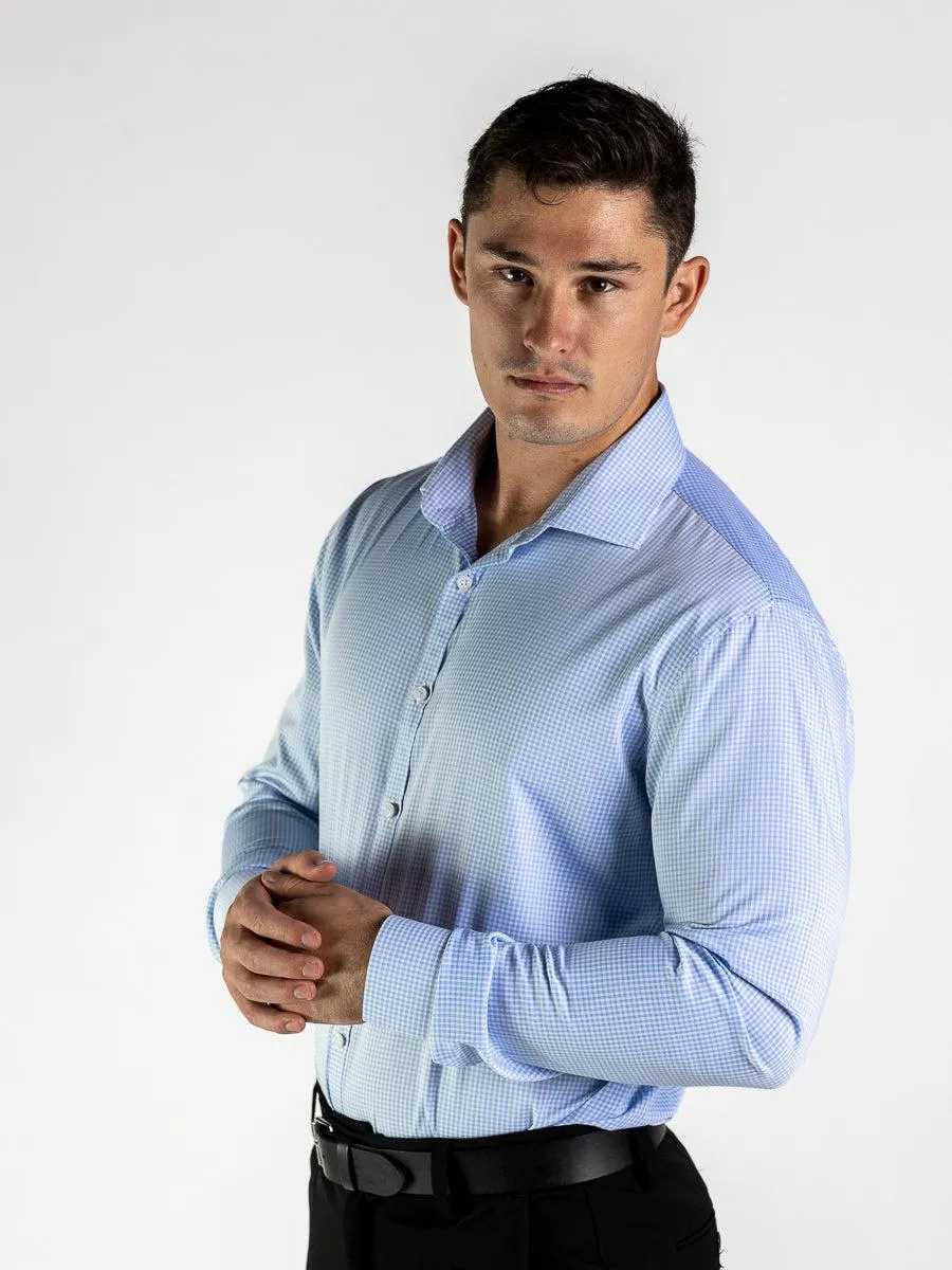 Performance Bamboo Dress Shirt - Light Blue Gingham