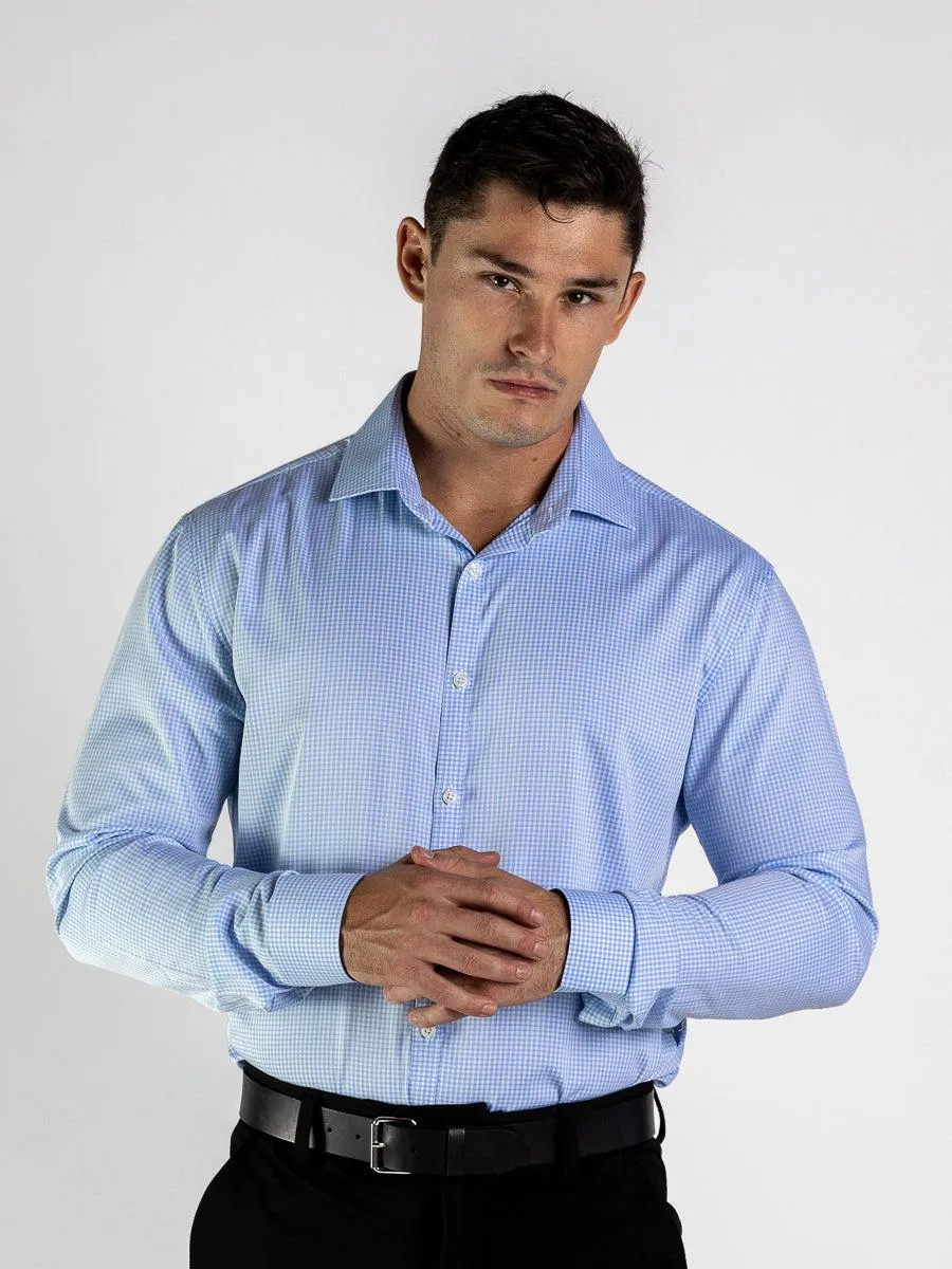 Performance Bamboo Dress Shirt - Light Blue Gingham