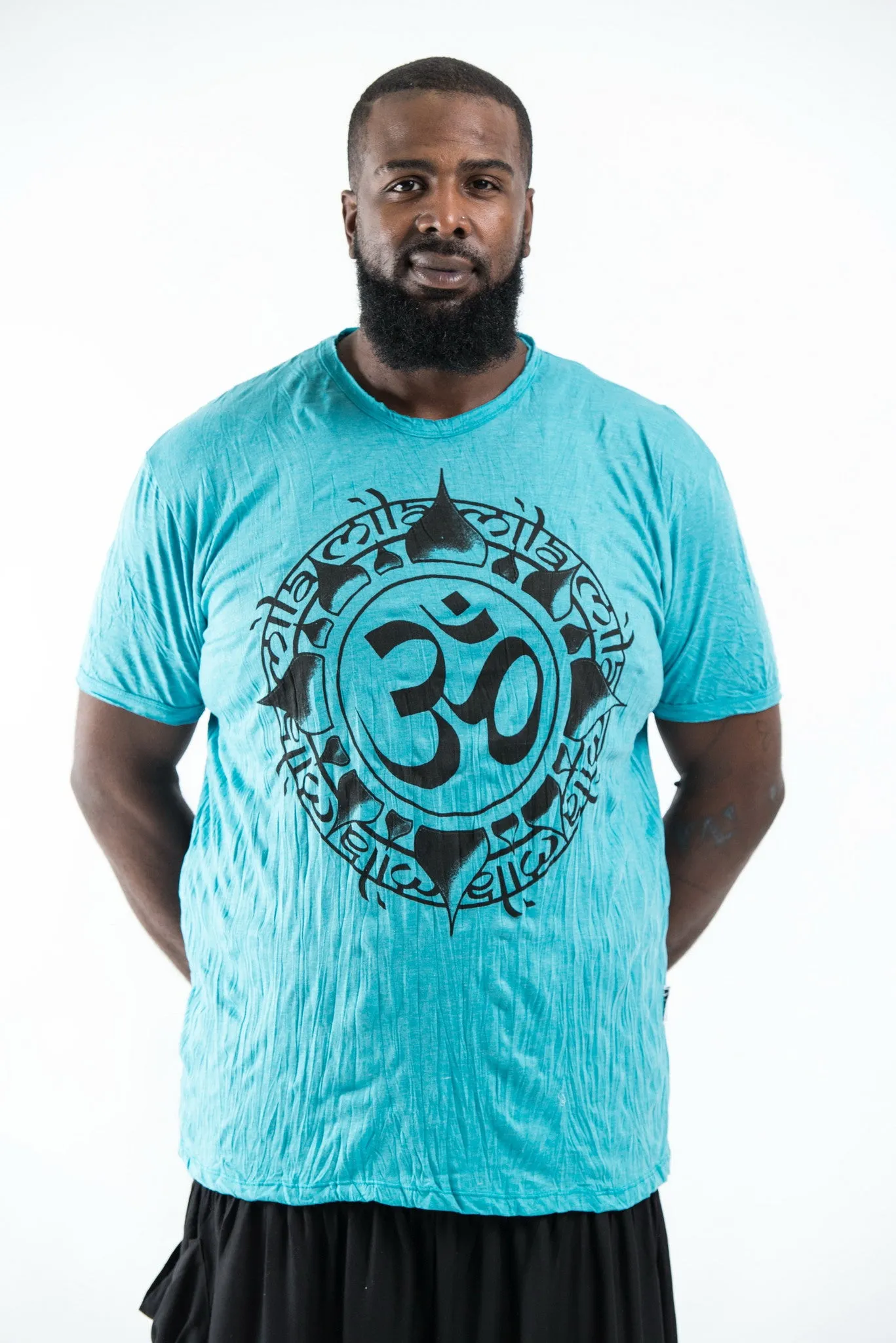 Plus Size Mens Infinitee Om T-Shirt in Turquoise