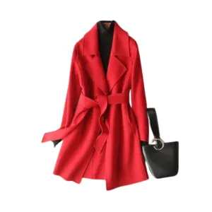 Pre Order:  Lace-Up Wool Double Sided Overcoat