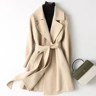 Pre Order:  Lace-Up Wool Double Sided Overcoat