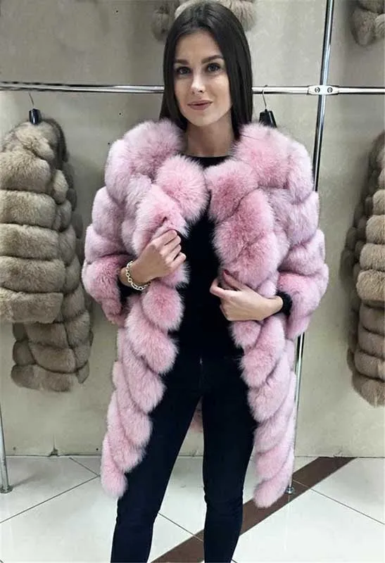 Real Fox Fur Coat Long Coats