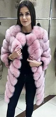 Real Fox Fur Coat Long Coats