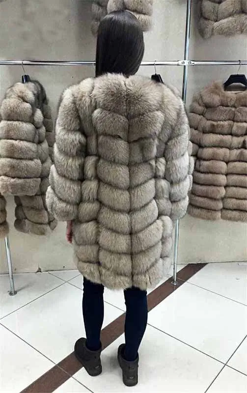 Real Fox Fur Coat Long Coats